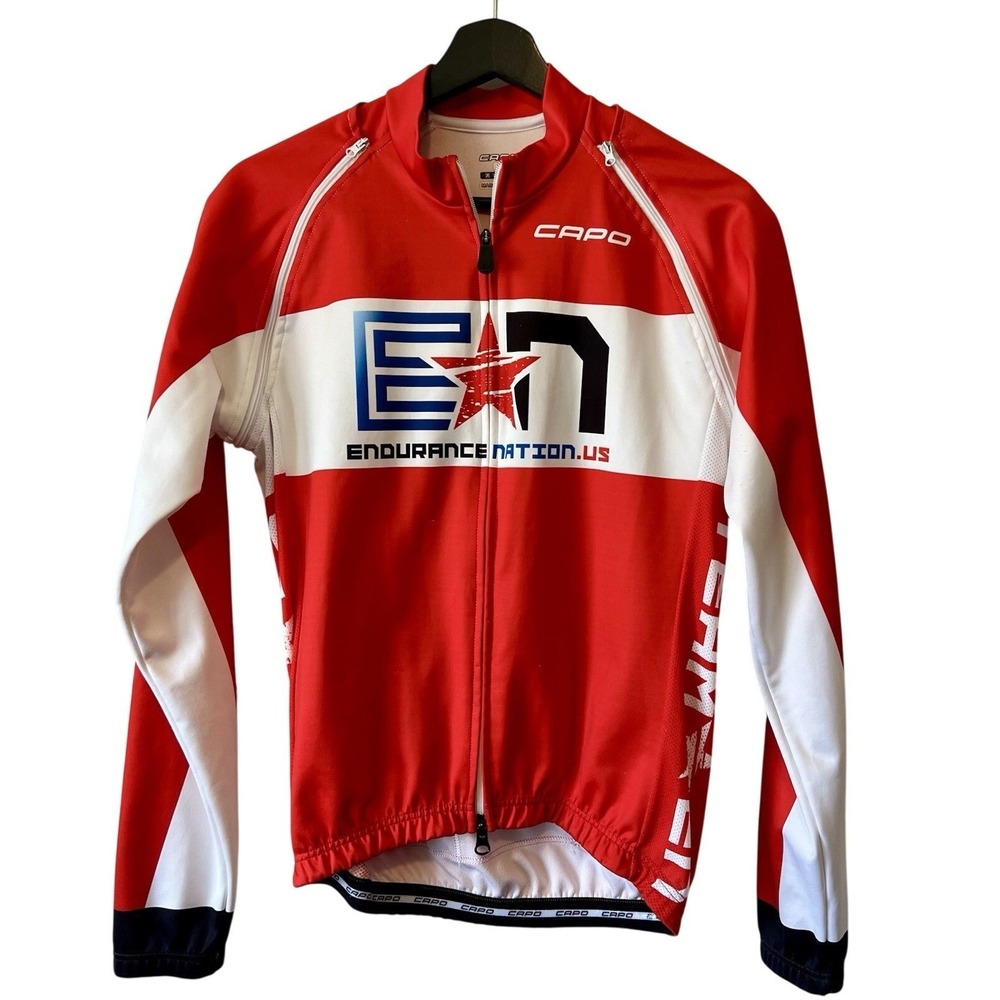 Capo Endurance Nation Cycling Jersey Mens Small Red Long Sleeve Full Zip Italy